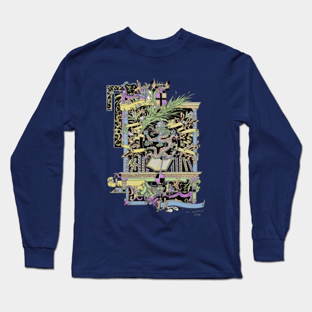 dragon book tattoo Long Sleeve T-Shirt by bert englefield 